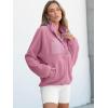 imageANRABESS Women Fuzzy Fleece Pullover Sherpa Sweatshirt Long Sleeve Button Down Warm Soft Color Block Jackets with PocketsPink