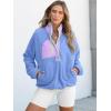 imageANRABESS Women Fuzzy Fleece Pullover Sherpa Sweatshirt Long Sleeve Button Down Warm Soft Color Block Jackets with PocketsSky Blue