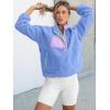 imageANRABESS Women Fuzzy Fleece Pullover Sherpa Sweatshirt Long Sleeve Button Down Warm Soft Color Block Jackets with PocketsSky Blue