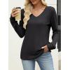 imageANRABESS Womens V Neck Sweaters 2025 Fall Long Sleeve Shirts Lightweight Ribbed Knit Basic Casual Office Work Tunic TopsBlack