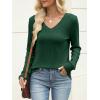 imageANRABESS Womens V Neck Sweaters 2025 Fall Long Sleeve Shirts Lightweight Ribbed Knit Basic Casual Office Work Tunic TopsDeep Green