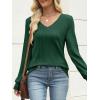 imageANRABESS Womens V Neck Sweaters 2025 Fall Long Sleeve Shirts Lightweight Ribbed Knit Basic Casual Office Work Tunic TopsDeep Green