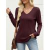 imageANRABESS Womens V Neck Sweaters 2025 Fall Long Sleeve Shirts Lightweight Ribbed Knit Basic Casual Office Work Tunic TopsDeep Red
