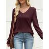 imageANRABESS Womens V Neck Sweaters 2025 Fall Long Sleeve Shirts Lightweight Ribbed Knit Basic Casual Office Work Tunic TopsDeep Red