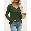 imageANRABESS Womens V Neck Sweaters 2025 Fall Long Sleeve Shirts Lightweight Ribbed Knit Basic Casual Office Work Tunic TopsGreen