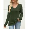 imageANRABESS Womens V Neck Sweaters 2025 Fall Long Sleeve Shirts Lightweight Ribbed Knit Basic Casual Office Work Tunic TopsGreen