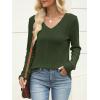 imageANRABESS Womens V Neck Sweaters 2025 Fall Long Sleeve Shirts Lightweight Ribbed Knit Basic Casual Office Work Tunic TopsGreen