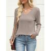imageANRABESS Womens V Neck Sweaters 2025 Fall Long Sleeve Shirts Lightweight Ribbed Knit Basic Casual Office Work Tunic TopsGrey Khaki