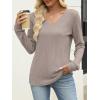 imageANRABESS Womens V Neck Sweaters 2025 Fall Long Sleeve Shirts Lightweight Ribbed Knit Basic Casual Office Work Tunic TopsGrey Khaki