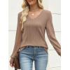 imageANRABESS Womens V Neck Sweaters 2025 Fall Long Sleeve Shirts Lightweight Ribbed Knit Basic Casual Office Work Tunic TopsKhaki