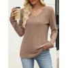 imageANRABESS Womens V Neck Sweaters 2025 Fall Long Sleeve Shirts Lightweight Ribbed Knit Basic Casual Office Work Tunic TopsKhaki