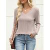 imageANRABESS Womens V Neck Sweaters 2025 Fall Long Sleeve Shirts Lightweight Ribbed Knit Basic Casual Office Work Tunic TopsLight Apricot
