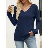 imageANRABESS Womens V Neck Sweaters 2025 Fall Long Sleeve Shirts Lightweight Ribbed Knit Basic Casual Office Work Tunic TopsNavy Blue