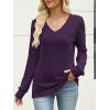 imageANRABESS Womens V Neck Sweaters 2025 Fall Long Sleeve Shirts Lightweight Ribbed Knit Basic Casual Office Work Tunic TopsPurple