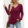 imageANRABESS Womens V Neck Sweaters 2025 Fall Long Sleeve Shirts Lightweight Ribbed Knit Basic Casual Office Work Tunic TopsRed