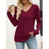 imageANRABESS Womens V Neck Sweaters 2025 Fall Long Sleeve Shirts Lightweight Ribbed Knit Basic Casual Office Work Tunic TopsRed