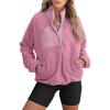 imageANRABESS Women Fuzzy Fleece Pullover Sherpa Sweatshirt Long Sleeve Button Down Warm Soft Color Block Jackets with PocketsPink