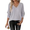 imageANRABESS Womens V Neck Sweaters 2025 Fall Long Sleeve Shirts Lightweight Ribbed Knit Basic Casual Office Work Tunic TopsGrey