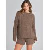 imageANRABESS Women 2 Piece Outfits Sweater Lounge Loungewear Sets 2025 Winter Cable Knit Oversized Sweaters Shorts Matching SetsBrown
