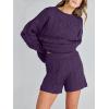 imageANRABESS Women 2 Piece Outfits Sweater Lounge Loungewear Sets 2025 Winter Cable Knit Oversized Sweaters Shorts Matching SetsPurple