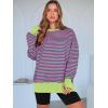 imageANRABESS Women Oversized Sweatshirts Thumbhole Long Sleeve Hoodies Shirts 2025 Fall Side Slit Pullover Top Teen Y2k OutfitsPink Green Striped