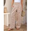 imageANRABESS Womens Striped Gingham Palazzo Pants Wide Leg High Waisted Lounge Pajama Pants Cute Casual Trousers with PocketsLight Brown White Plaid