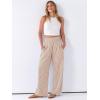 imageANRABESS Womens Striped Gingham Palazzo Pants Wide Leg High Waisted Lounge Pajama Pants Cute Casual Trousers with PocketsLight Brown White Stripe