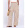 imageANRABESS Womens Striped Gingham Palazzo Pants Wide Leg High Waisted Lounge Pajama Pants Cute Casual Trousers with PocketsLight Brown White Stripe
