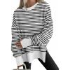 imageANRABESS Women Oversized Sweatshirts Thumbhole Long Sleeve Hoodies Shirts 2025 Fall Side Slit Pullover Top Teen Y2k OutfitsBlack White Striped