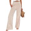 imageANRABESS Womens Striped Gingham Palazzo Pants Wide Leg High Waisted Lounge Pajama Pants Cute Casual Trousers with PocketsLight Brown White Stripe