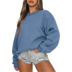 imageANRABESS Womens Sweatshirts Crewneck Fleece Oversized Pullover Sweaters Fall Winter Cute Tops Teen Girls Preppy Clothes 2025Indigo Blue
