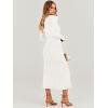 imageANRABESS Womens Long Sleeve Fall Dress 2025 V Neck Aline Tie Waist Ribbed Knit Bodycon Midi Sweater Dresses White Large