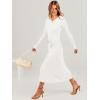 imageANRABESS Womens Long Sleeve Fall Dress 2025 V Neck Aline Tie Waist Ribbed Knit Bodycon Midi Sweater Dresses White Small