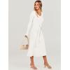 imageANRABESS Womens Long Sleeve Fall Dress 2025 V Neck Aline Tie Waist Ribbed Knit Bodycon Midi Sweater Dresses White Small