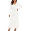 imageANRABESS Womens Long Sleeve Fall Dress 2025 V Neck Aline Tie Waist Ribbed Knit Bodycon Midi Sweater Dresses White Medium