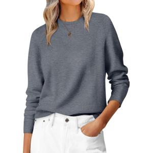 imageANRABESS Sweaters for Women 2025 Long Sleeve Crewneck Loose Fit Lightweight Knit Basic Fall Sweater OutfitsDark Grey
