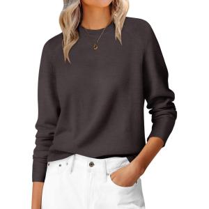 imageANRABESS Sweaters for Women 2025 Long Sleeve Crewneck Loose Fit Lightweight Knit Basic Fall Sweater OutfitsDeep Taupe