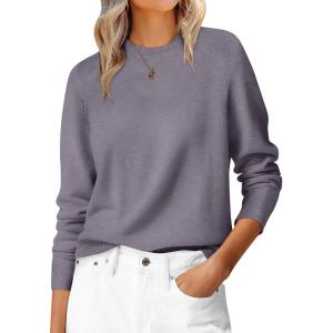 imageANRABESS Sweaters for Women 2025 Long Sleeve Crewneck Loose Fit Lightweight Knit Basic Fall Sweater OutfitsNutmeg
