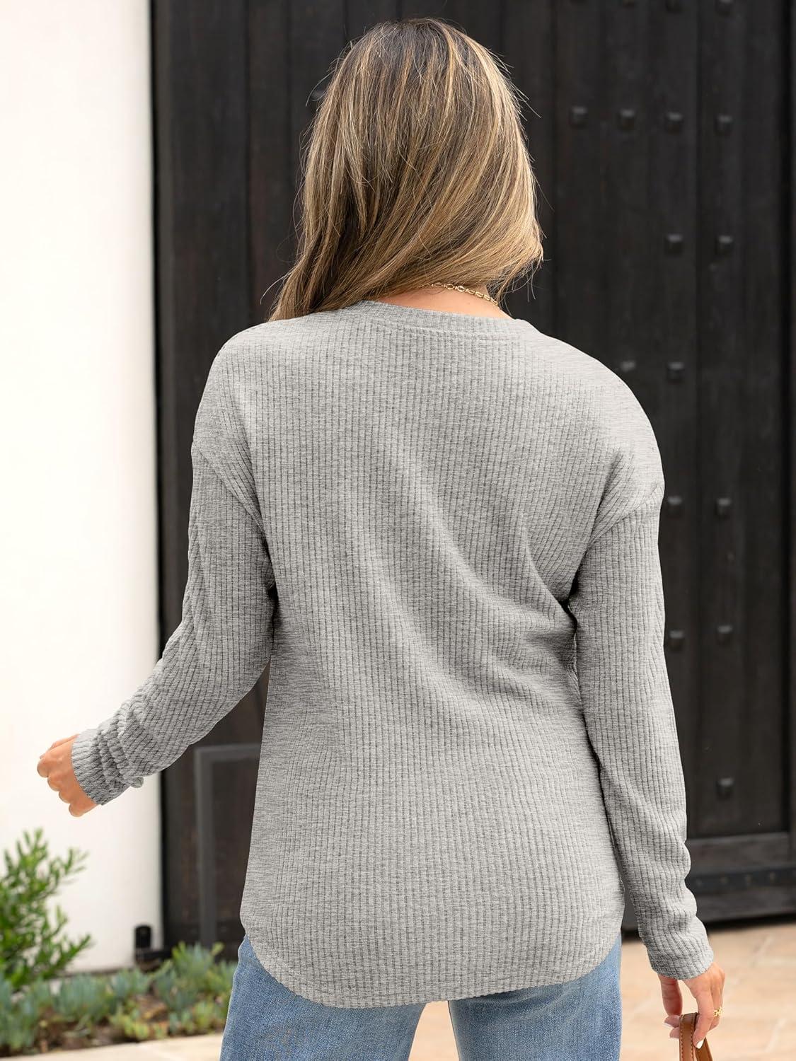 imageANRABESS Long Sleeve Shirts for Women Henley Tops Dressy Casual TShirts Blouses 2025 Fall Lightweight SweatersGray Green