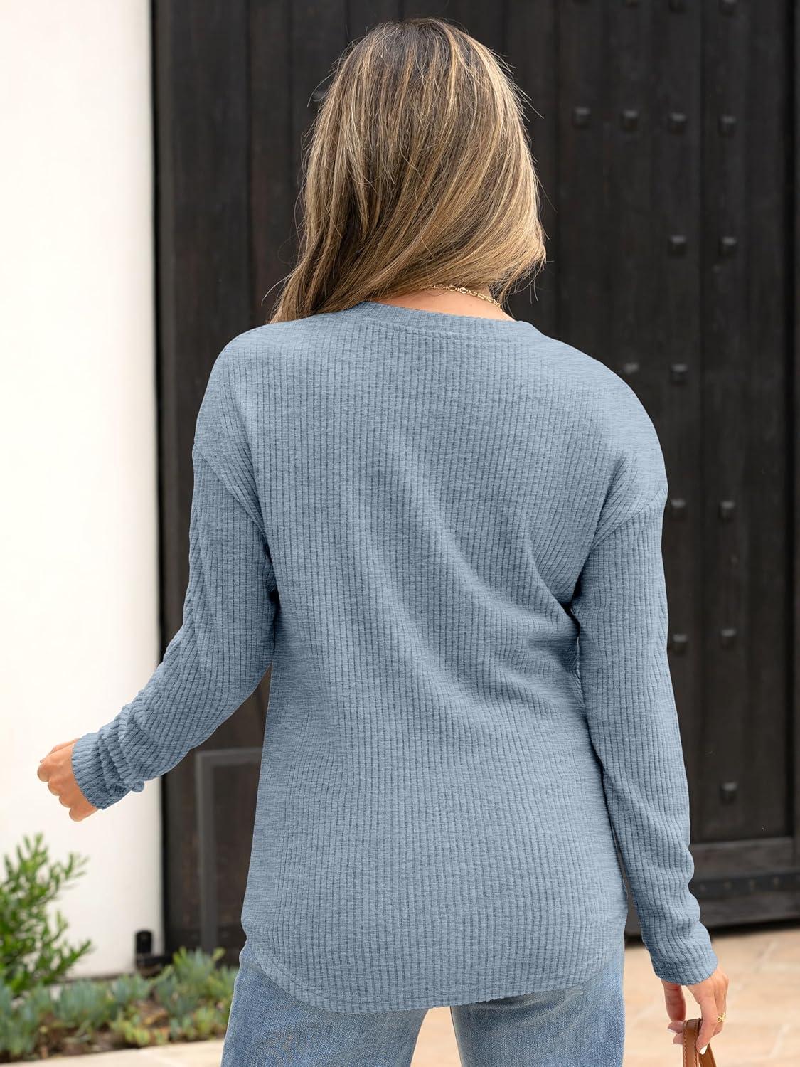 imageANRABESS Long Sleeve Shirts for Women Henley Tops Dressy Casual TShirts Blouses 2025 Fall Lightweight SweatersLight Blue