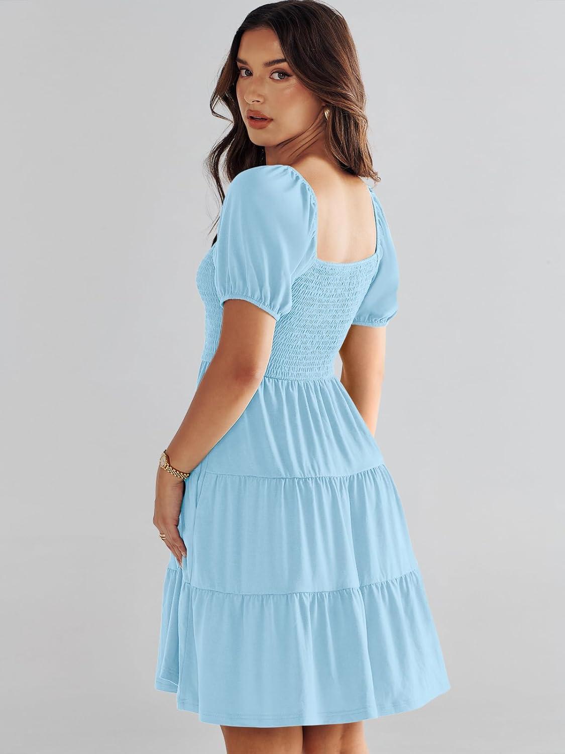 imageANRABESS Womens 2025 Summer Casual Dress Square Neck Puff Sleeve Boho Beach Vacation Short DressLight Cayn