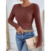 imageANRABESS Long Sleeve Shirts for Women Ribbed Knit Tshirt Slim Fit Crewneck Basic Tee Top 2025 Fall Casual Work Trendy ClothesRust Orange