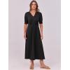 imageANRABESS Women Boho Maxi Dresses Summer Short Sleeve V Neck Flowy Swing ALine Casual Beach Long Dress Black Large