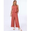 imageANRABESS Women Lounge Sets 2 Piece Outfits Summer Sleeveless Crop Tops Capri Wide Leg Pants Vacation Beach Travel SetsOrange Red