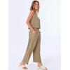 imageANRABESS Women Lounge Sets 2 Piece Outfits Summer Sleeveless Crop Tops Capri Wide Leg Pants Vacation Beach Travel SetsYellow Khaki