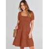 imageANRABESS Womens 2025 Summer Casual Dress Square Neck Puff Sleeve Boho Beach Vacation Short DressBrown