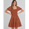 imageANRABESS Womens 2025 Summer Casual Dress Square Neck Puff Sleeve Boho Beach Vacation Short DressBrown