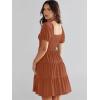 imageANRABESS Womens 2025 Summer Casual Dress Square Neck Puff Sleeve Boho Beach Vacation Short DressBrown