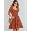 imageANRABESS Womens 2025 Summer Casual Dress Square Neck Puff Sleeve Boho Beach Vacation Short DressBrown