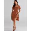 imageANRABESS Womens 2025 Summer Casual Dress Square Neck Puff Sleeve Boho Beach Vacation Short DressBrown